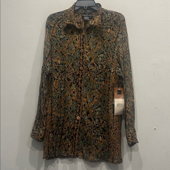 Carole Little Tops - Carole Little vintage 90s long sleeve Top blouse floral brown green size 10 NWT